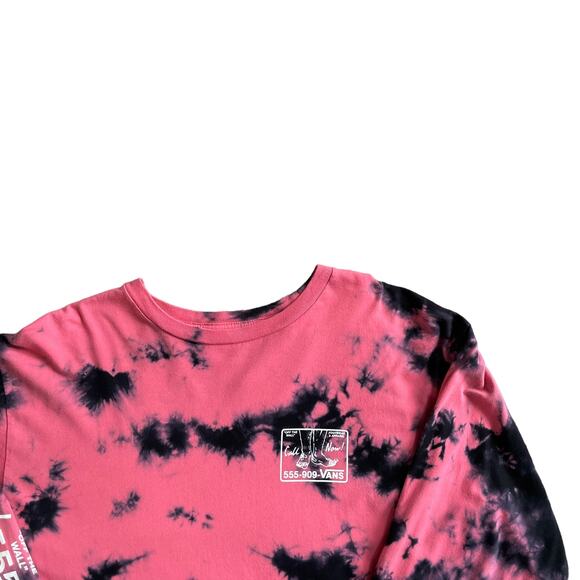 VANS Man I Need Vans Logo Print Tie Dyed Cotton Jersey T-Shirt Pink Size Medium - Picture 2 of 10